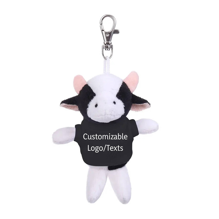 4" Keychain - Cow with customized shirt