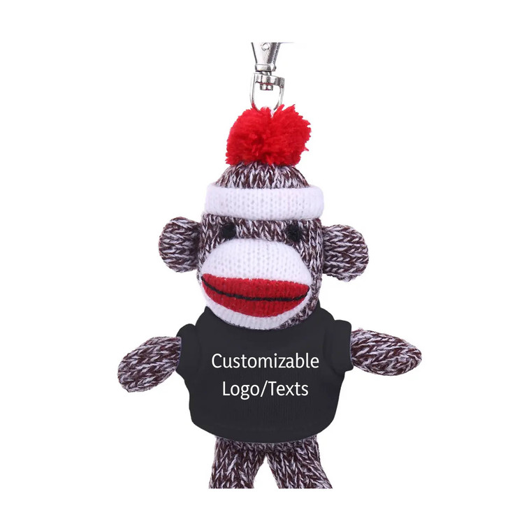 4" Keychain - Sock Monkey with customized shirt