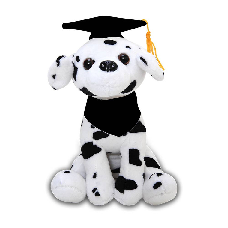 8" Graduation Dogs Plush in Black Scarf and Graduates Cap