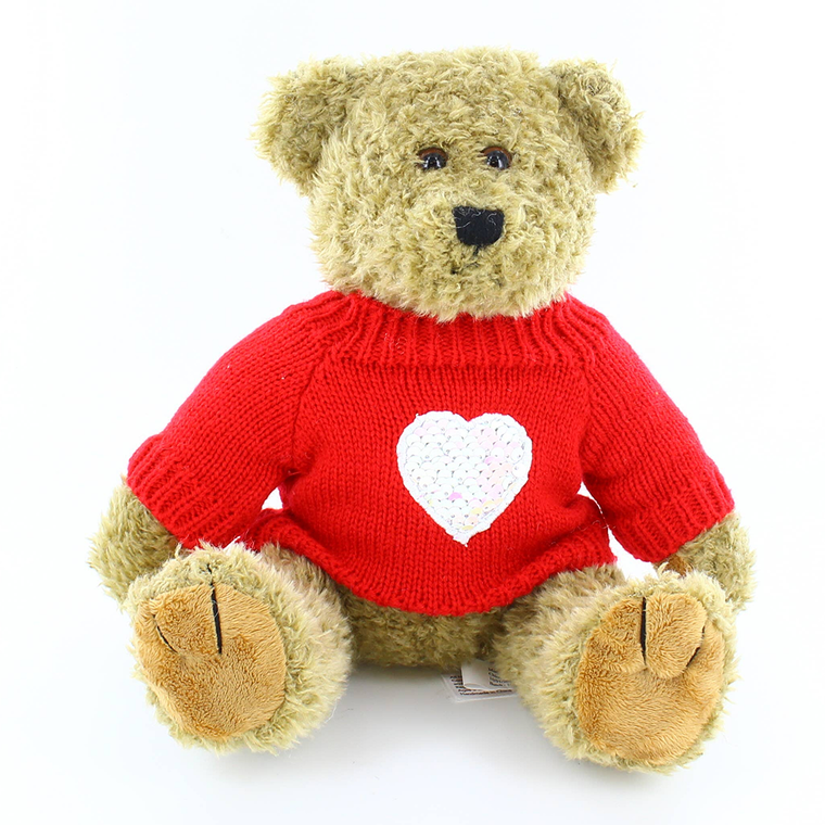 12″ Oatmeal Valentine Beige Bear | Bear with Heart Sweater