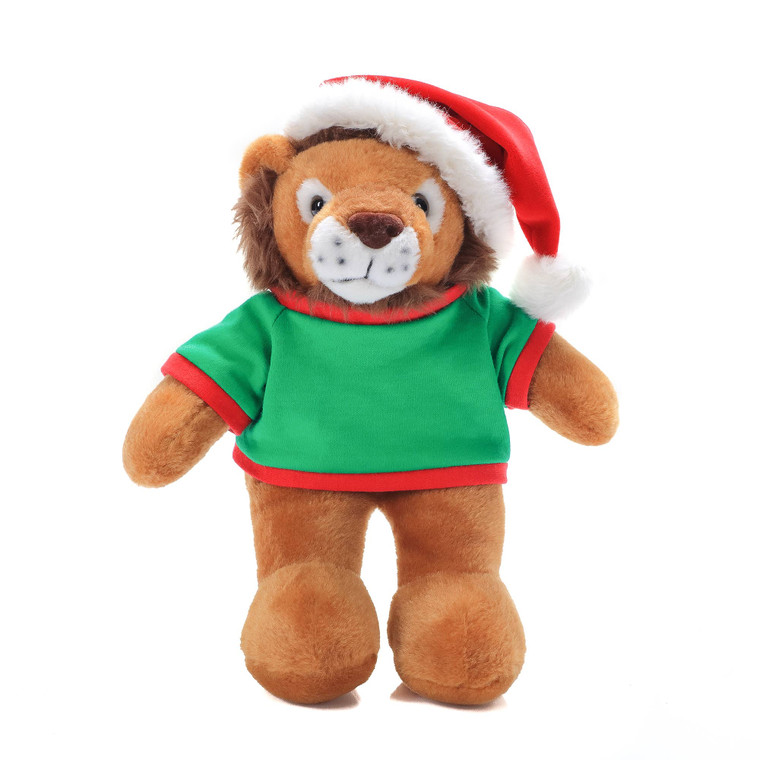 12″ Christmas Lion Plush with Customizable Holiday T-Shirt