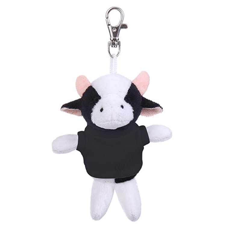 Soft Plush Cow Keychain with Tee blue