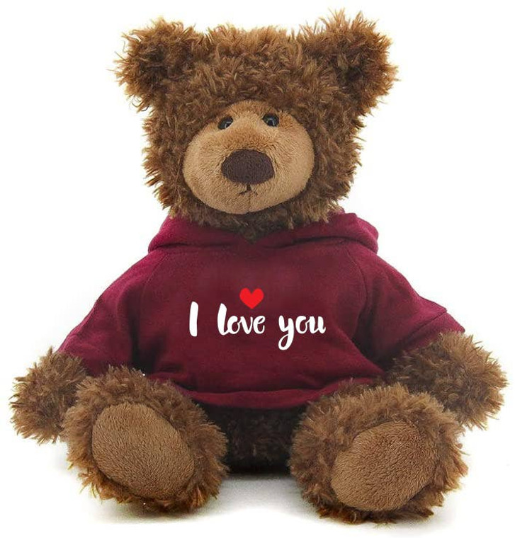 Frankie Bear 10" with Maroon I love you Hoodie