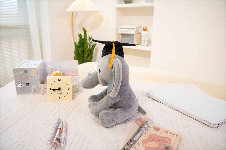Graduation Elephant Plush with Cap &  Diploma 10"
