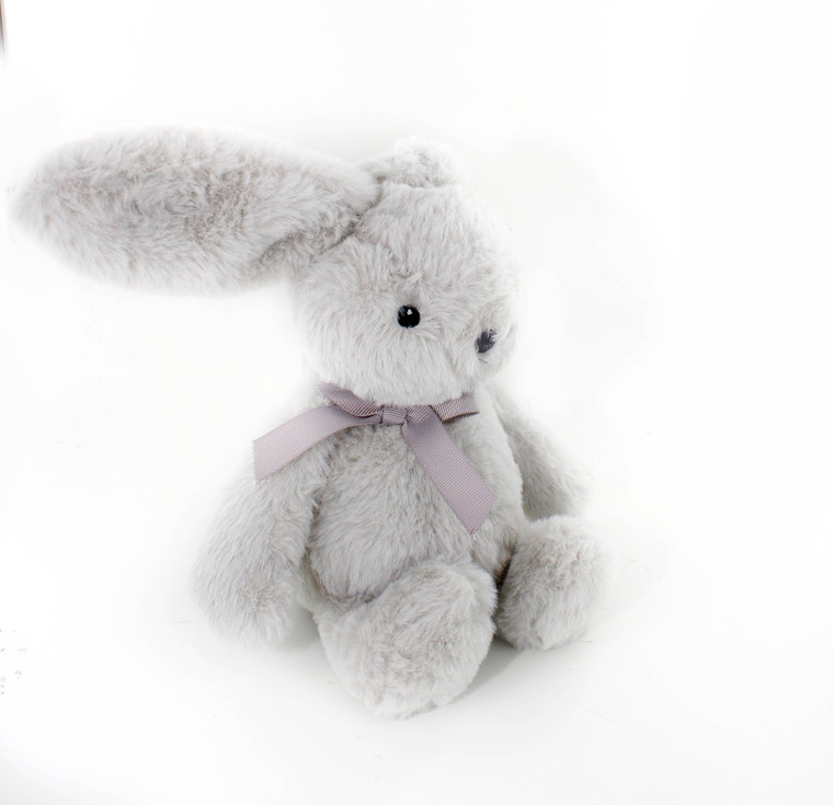Plush Sitting Bunny, Gray, 9"