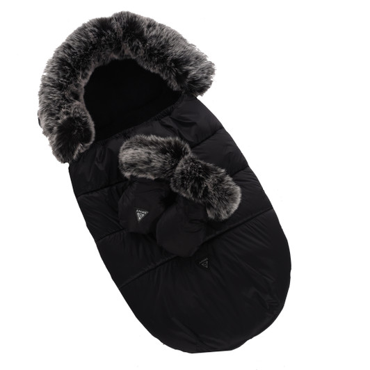 Junama Black Silver Pram Hand Muffs Gloves and Sleeping Bag