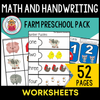 Farm Preschool Workbook - Math and Handwriting