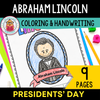 Abraham Lincoln Coloring Pages | Presidents Day Biography & Handwriting Workbook