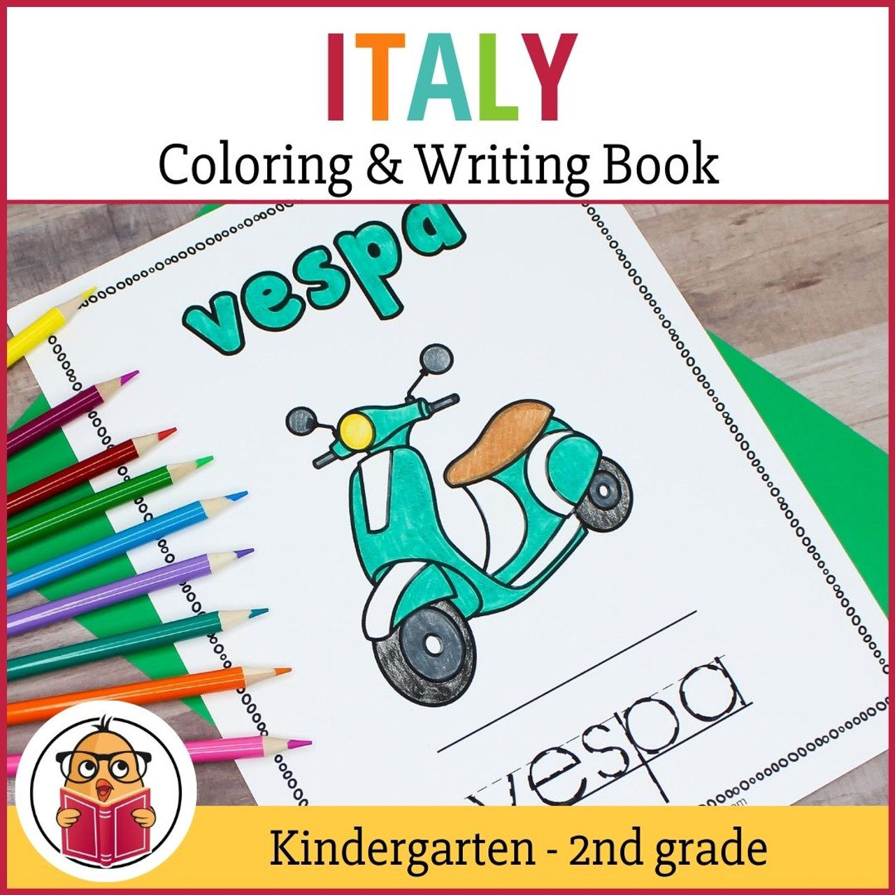 Italy Coloring and Writing Book