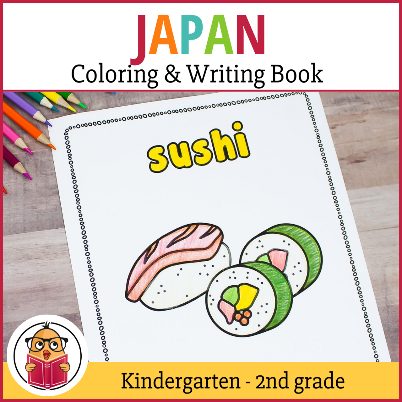 Japan Coloring and Writing Book