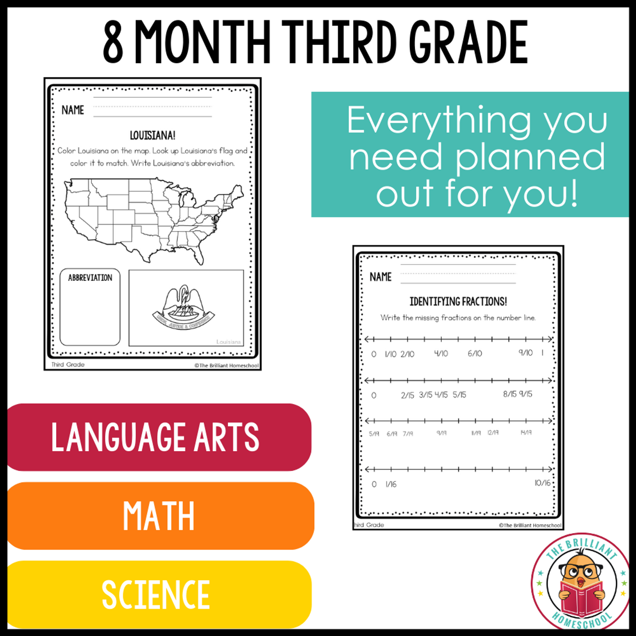 Third Grade Yearlong Curriculum | Math, Science, ELA All-in-One - Digital Copy