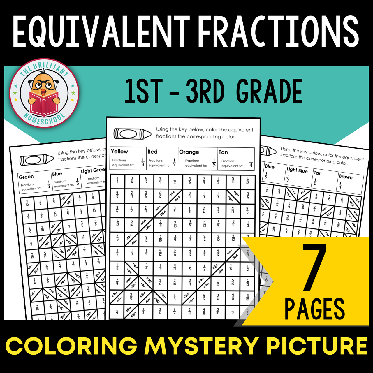 Equivalent Fractions - Coloring Mystery Picture