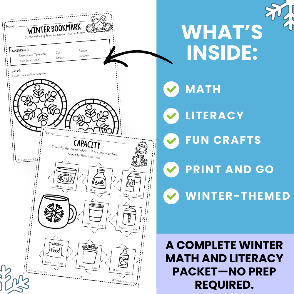 Winter Math and Literacy Packet - 3rd Grade