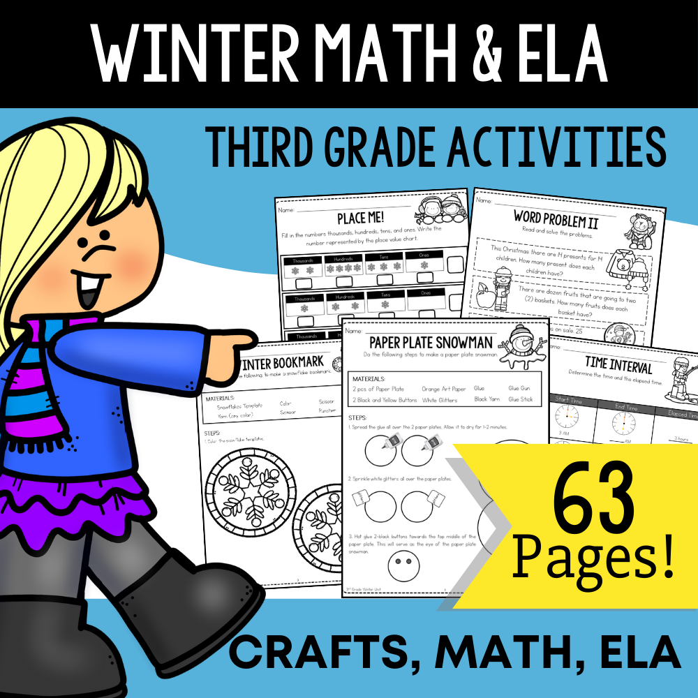 Winter Math and Literacy Packet - 3rd Grade