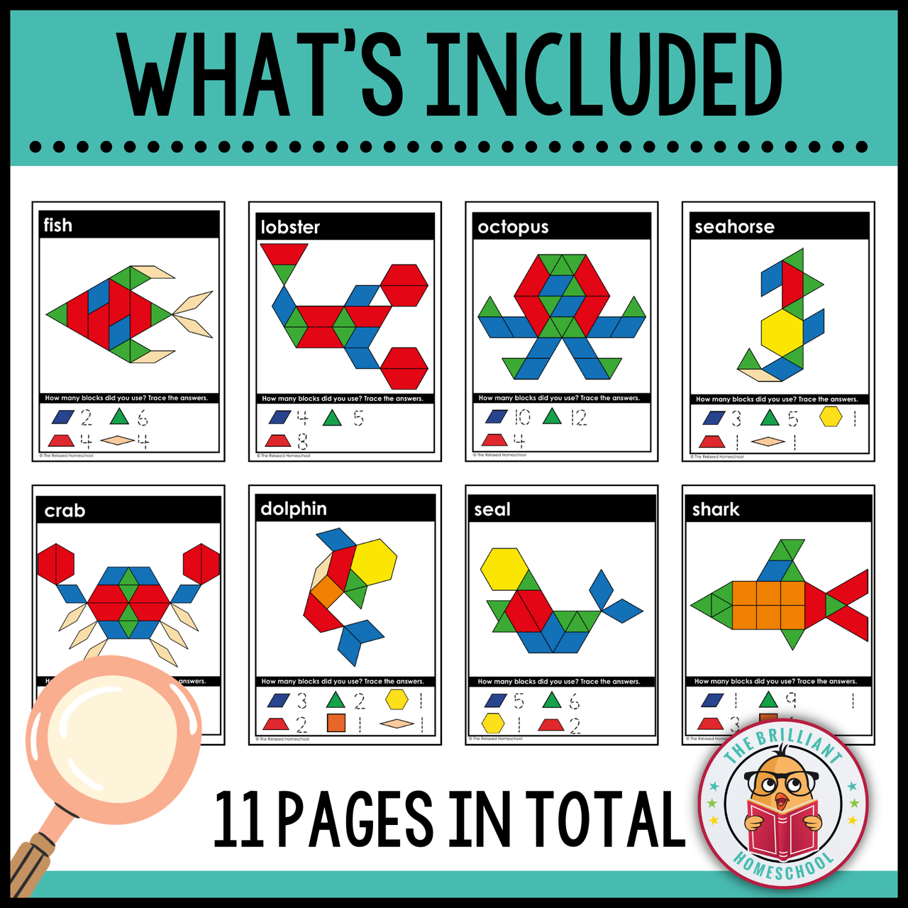 Pattern Blocks: Ocean Animals - Pre-K - 2nd
