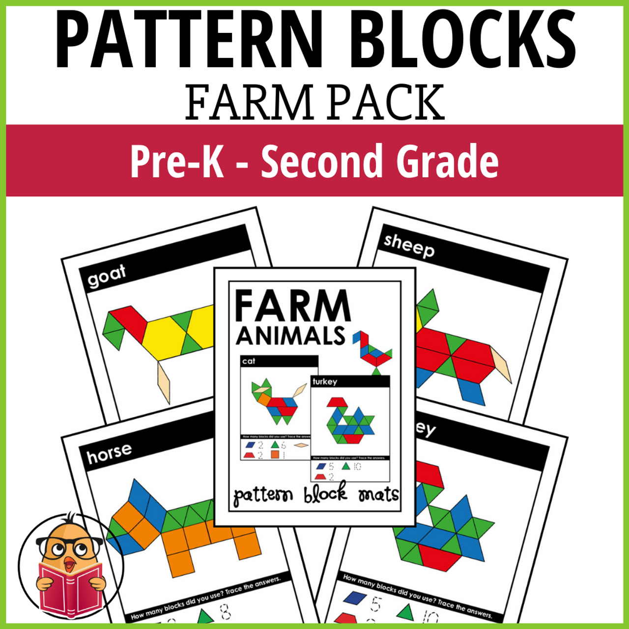 Pattern Blocks: Farm Animals - Pre-K - 2nd