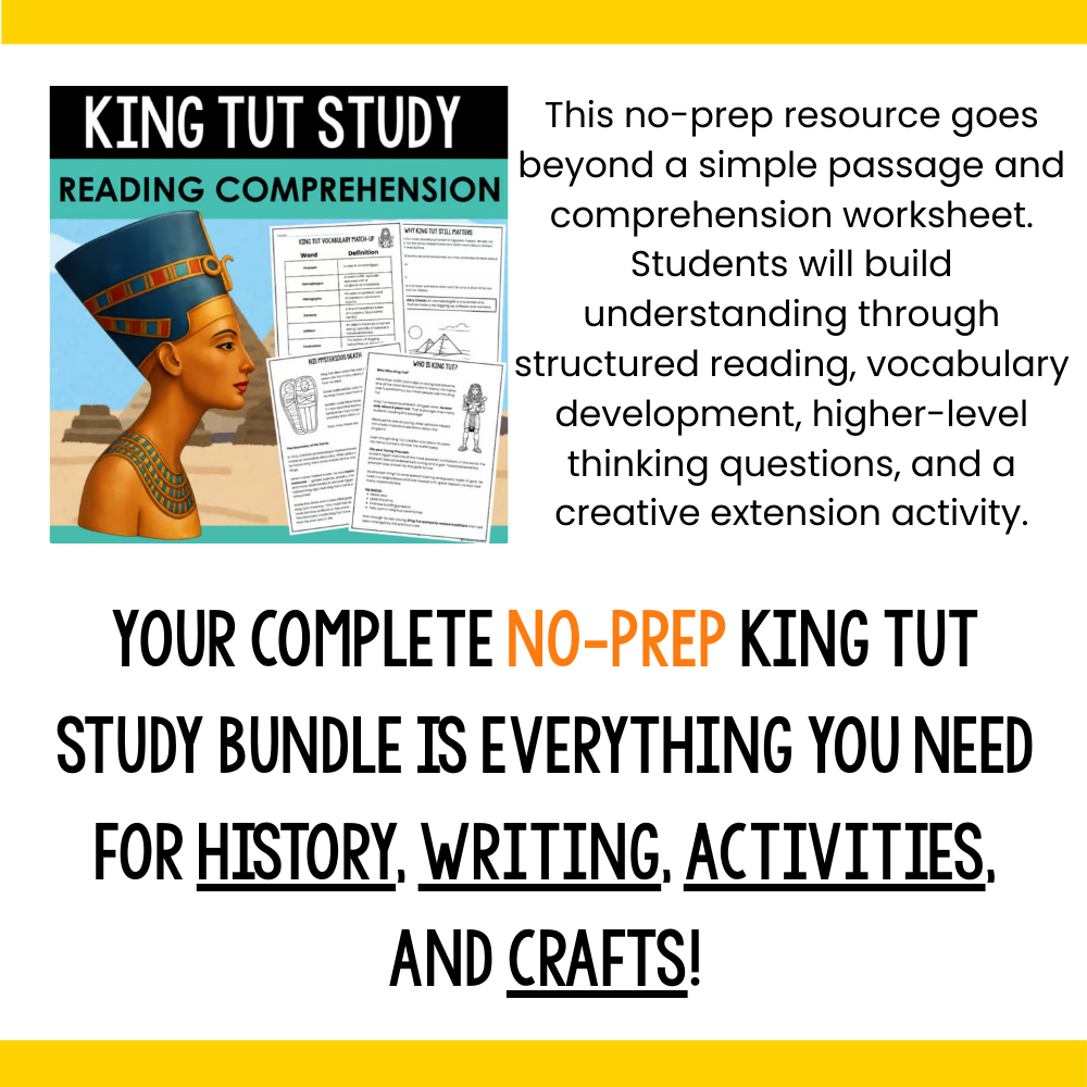 King Tut Bundle | Ancient Egypt Study, Reading, Grammar & Writing Unit