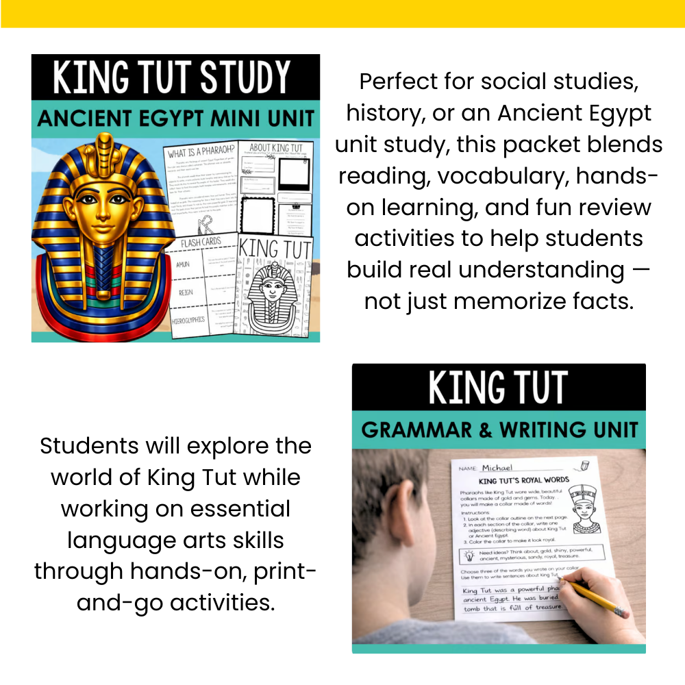 King Tut Bundle | Ancient Egypt Study, Reading, Grammar & Writing Unit