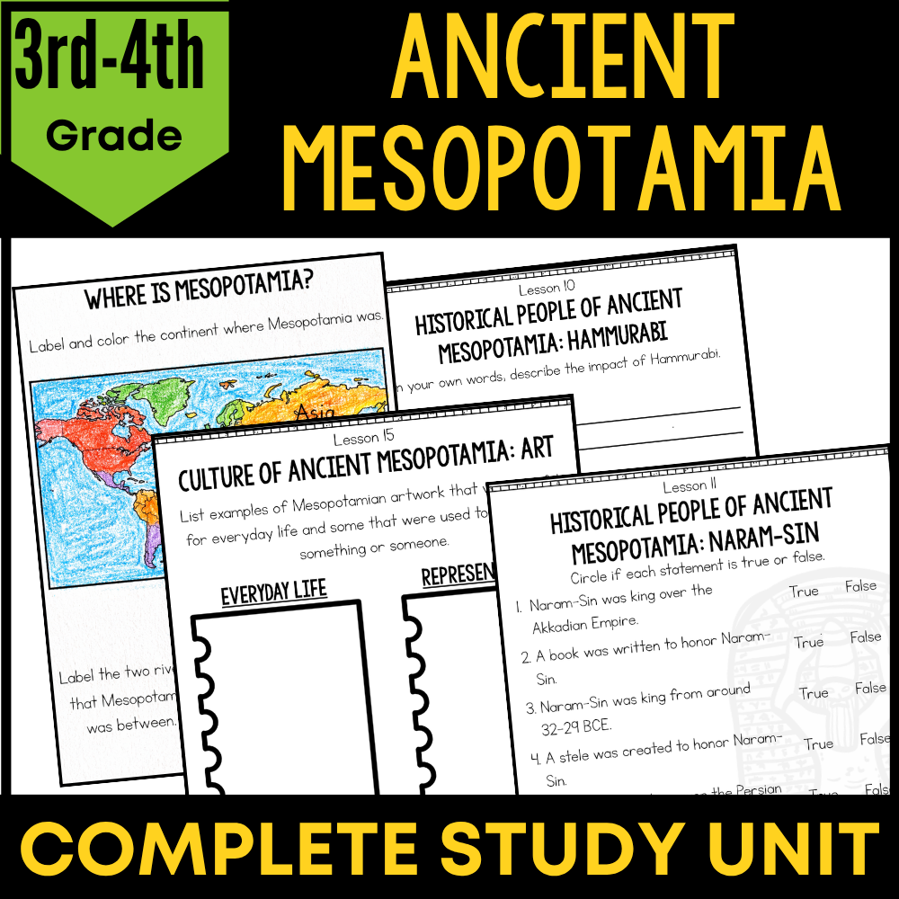 Ancient Mesopotamia Study Unit 3rd - 4th Grade