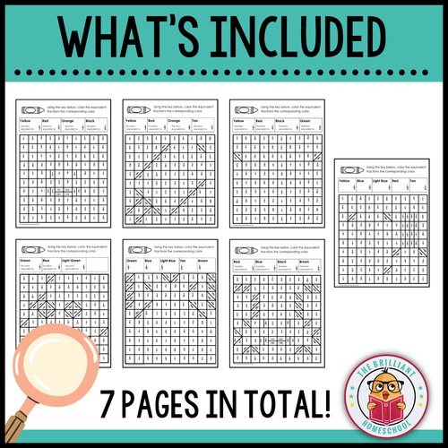 Equivalent Fractions - Coloring Mystery Picture