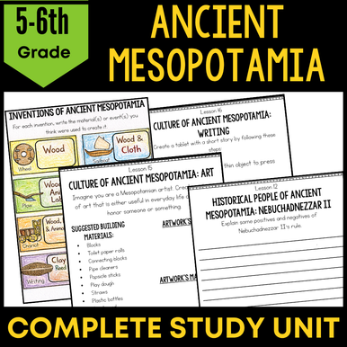 Ancient Mesopotamia Study Unit 5th - 6th Grade