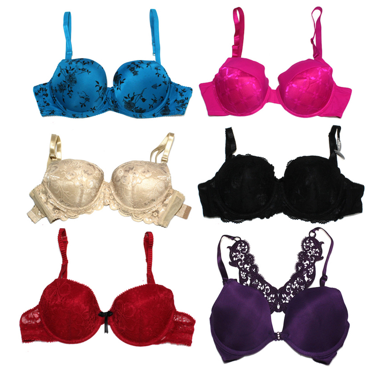 48 Wholesale Milan Lady's PusH-Up Underwire Bra In Assorted Sizes - at 