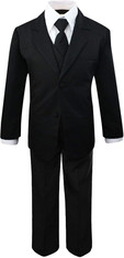 Closeout Black Toddler Boys' 5 Piece Size 7 Formal Dress Suit Set with Tie & Vest