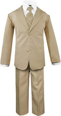 Closeout Khaki Toddler Boys' 5 Piece Size 7 Formal Dress Suit Set with Tie & Vest