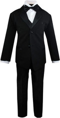 Closeout Black Toddler Boys' 5 Piece Size 7 Formal Dress Suit Set with Bowtie & Vest