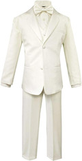 Closeout Ivory Toddler Boys' 5 Piece Size 7 Formal Dress Suit Set with Bowtie & Vest