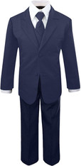 Closeout Navy Toddler Boys' 5 Piece Size 7 Formal Dress Suit Set with Tie & Vest