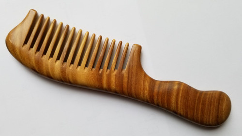 Luxury Wood Comb w/Handle (Wide Teeth)! Great Fit in Hands and Feel in Your Hair!