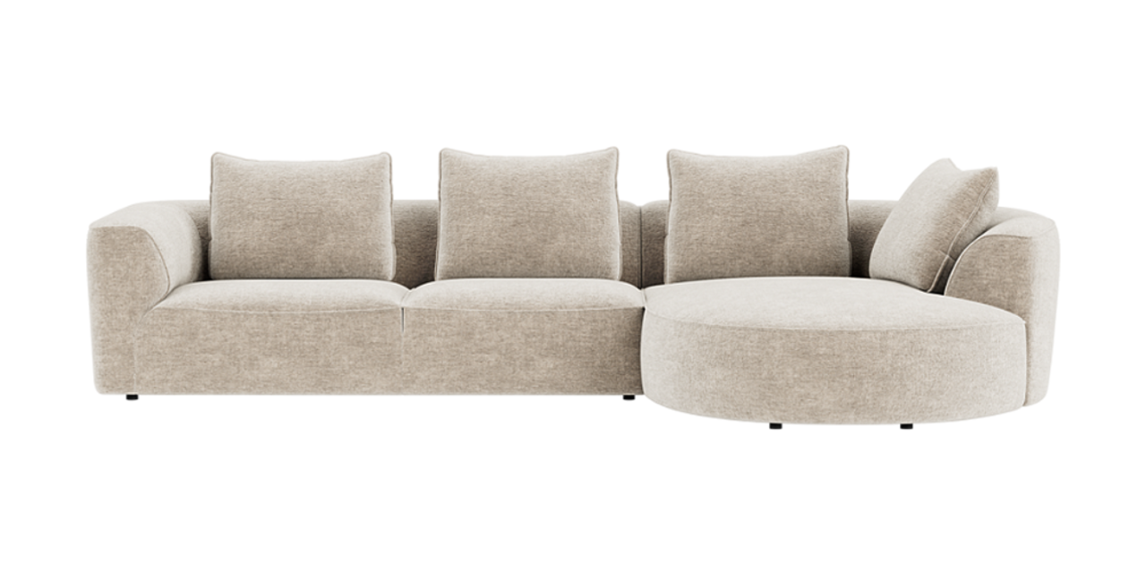 Monte 4.5 Seater Sofa with Curved Chaise RHF | Stylish Fabric