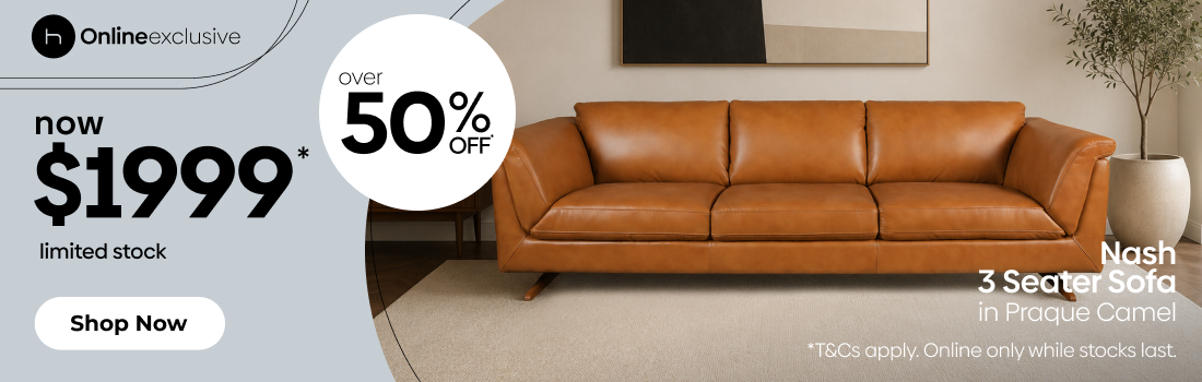 Nash 3 Seater Sofa in Praque Camel - Online Exclusive