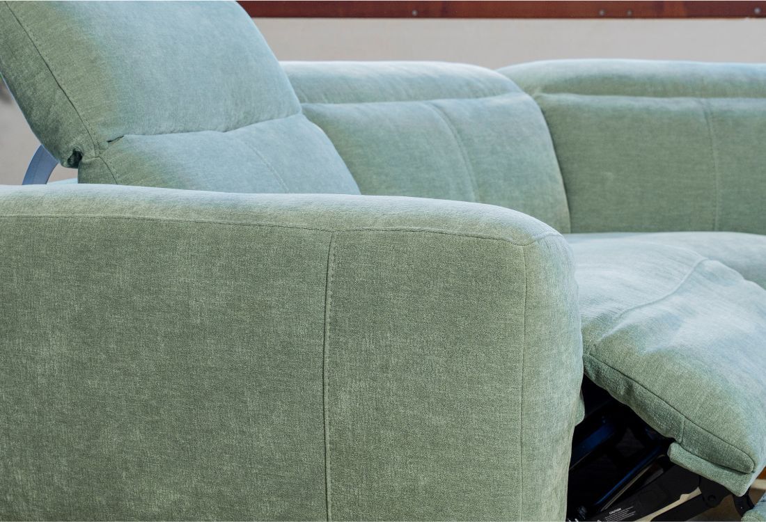 Close-up of the Harlow sofa range showing fabric and cushion detail
