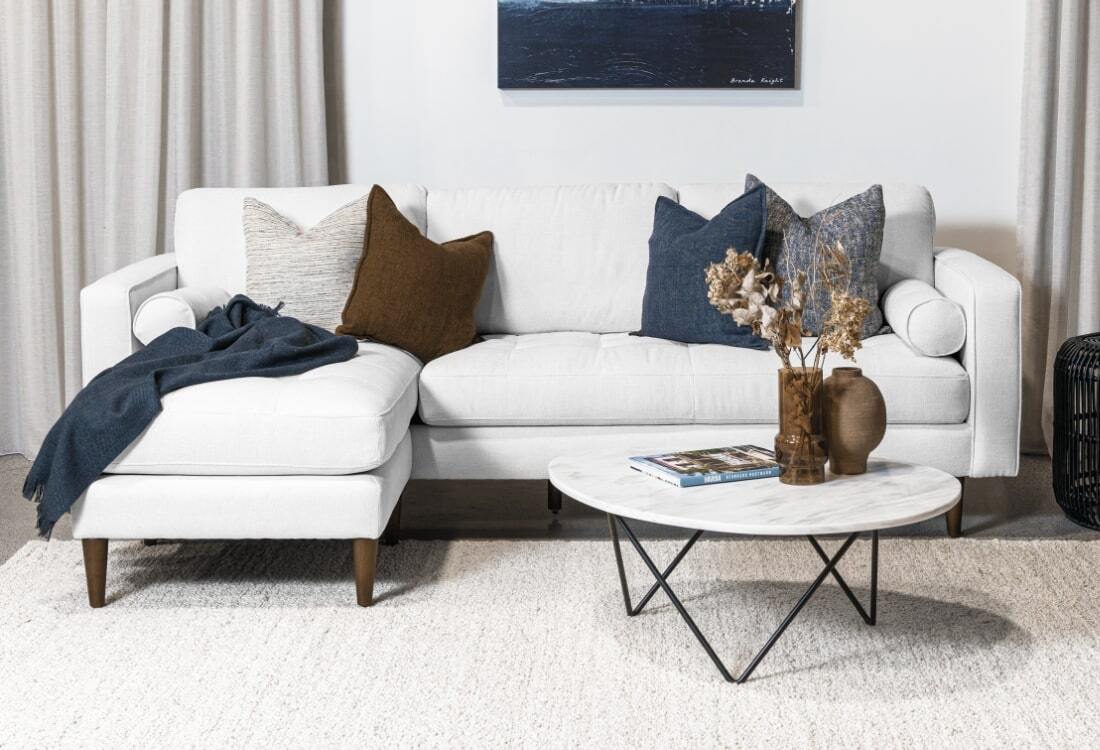 Harper 3 Seater Sofa with Reversible Chaise in Fabric