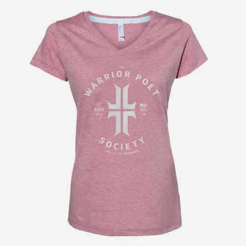 Women's Trademark T-Shirt - V-Neck - Rose / Grey