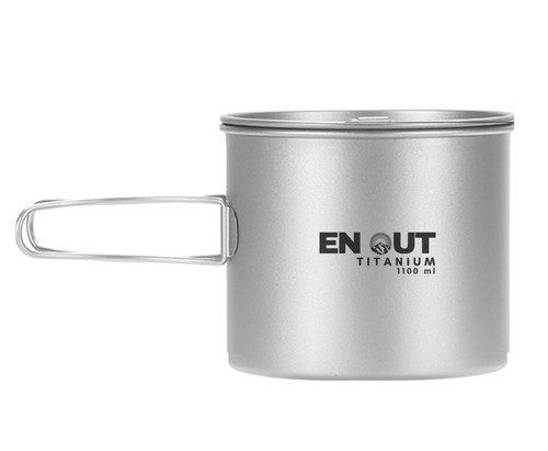 EnOut Titanium 1100ml Cook Pot with ventilated lid for backpacking and camping