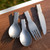 Backpacking spoon fork with bottle opener