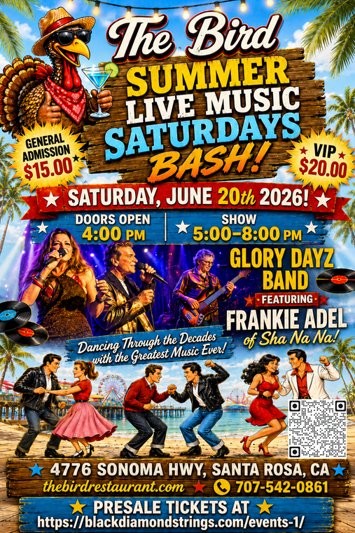 OPTION C: Glory Dayz featuring Frankie Adel of Sha Na Na - $25.00 VIP Upper Deck Service -First Come First Serve Seating