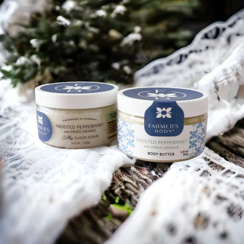 peppermint body butter and peppermint sugar scrub foot care set