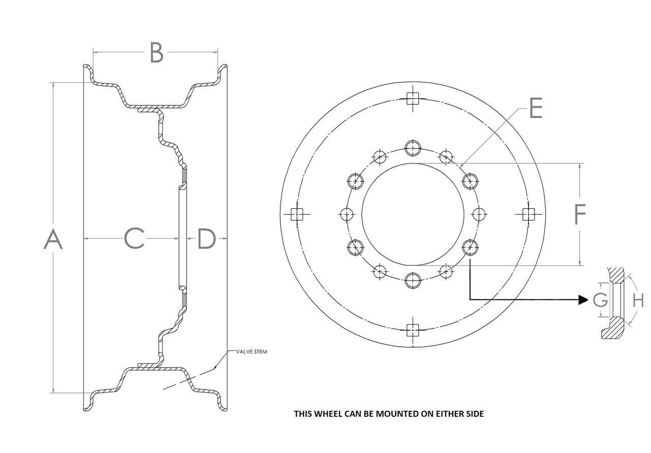 ER- 28154 Ag Implement Wheel (8x16, 6 hole) - Elmer's Repair Inc