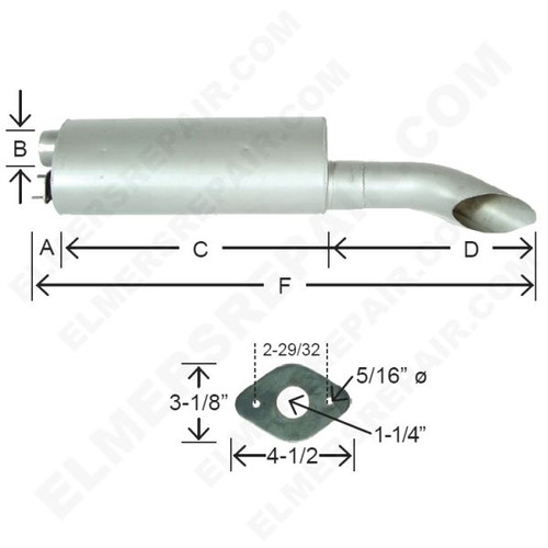 ER- A147046 Oval Muffler with Curved Outlet