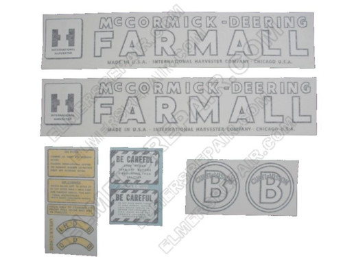 ER- VI289 IH McCormick-Deering Farmall B Cultivision Decal Set