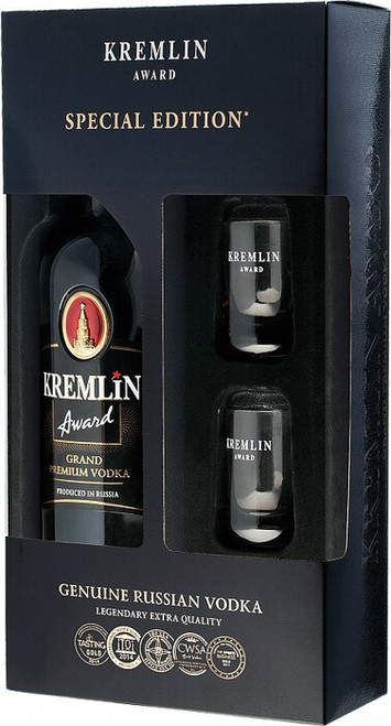 Kremlin Award Grand Premium Vodka Gift Box with 2 glasses 750 ML