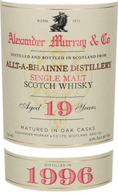 Alexander Murray Allt-A-Bhainne Single Malt Scotch Whisky 19 YR 1996 Distilled 750ml