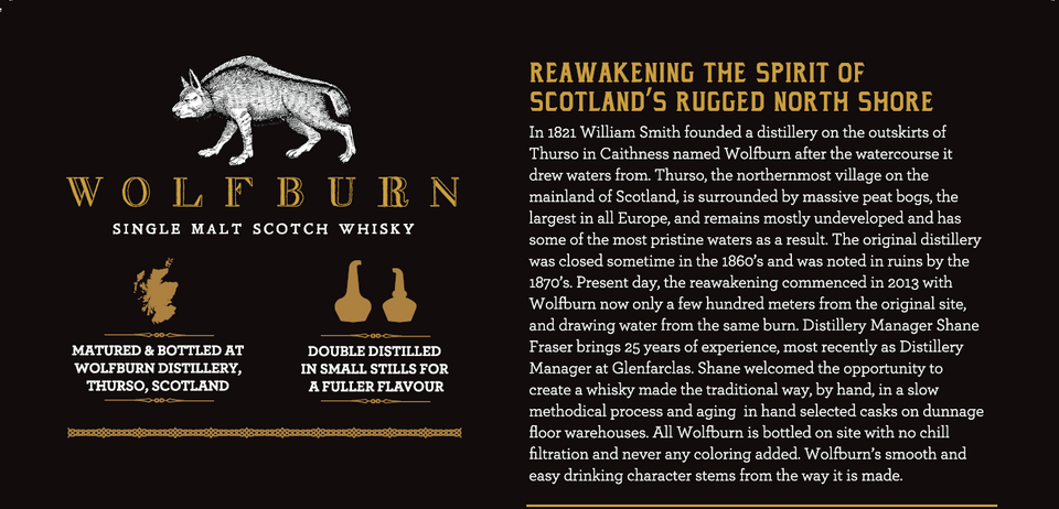 Wolfburn distillery Thurso Single Malt Scotch Whisky