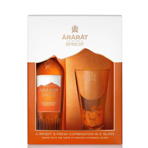 Ararat Apricot Armenian Brandy W/Highball Glass 750 ML Glendale