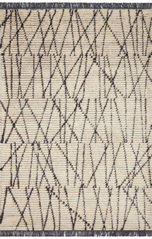 Chris Loves Julia x Loloi Alice Cream  Charcoal 18 x 18 Sample Rug
