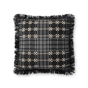 Loloi P0927 Black  Grey 18 x 18 Cover wDown Pillow